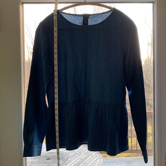 Chambray Denim Peplum Shirt Approx Sz M - Picture 6 of 11